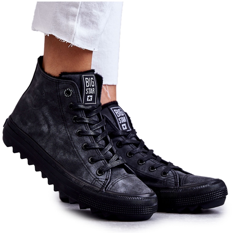 Zapatillas de mujer Big Star High Warmed Black GG274069 negro