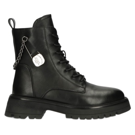 Botas para mujeres con un pin de seguridad y cadena negra Filippo DBT4059 negro