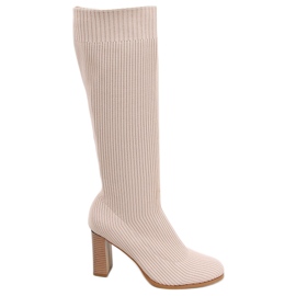 Botines calcetín de tacón de Claudia Taupe beige Botines calcetín de tacón de Claudia Taupe beige
