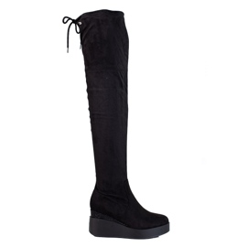 T.Sokolski Botas hasta el muslo de ante para mujer de Sokolski negro