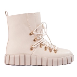 W. Potocki Botas aislantes beige de mujer en la plataforma Potocki