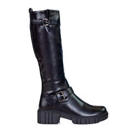 Botas Shelovet de mujer con suela gruesa negro