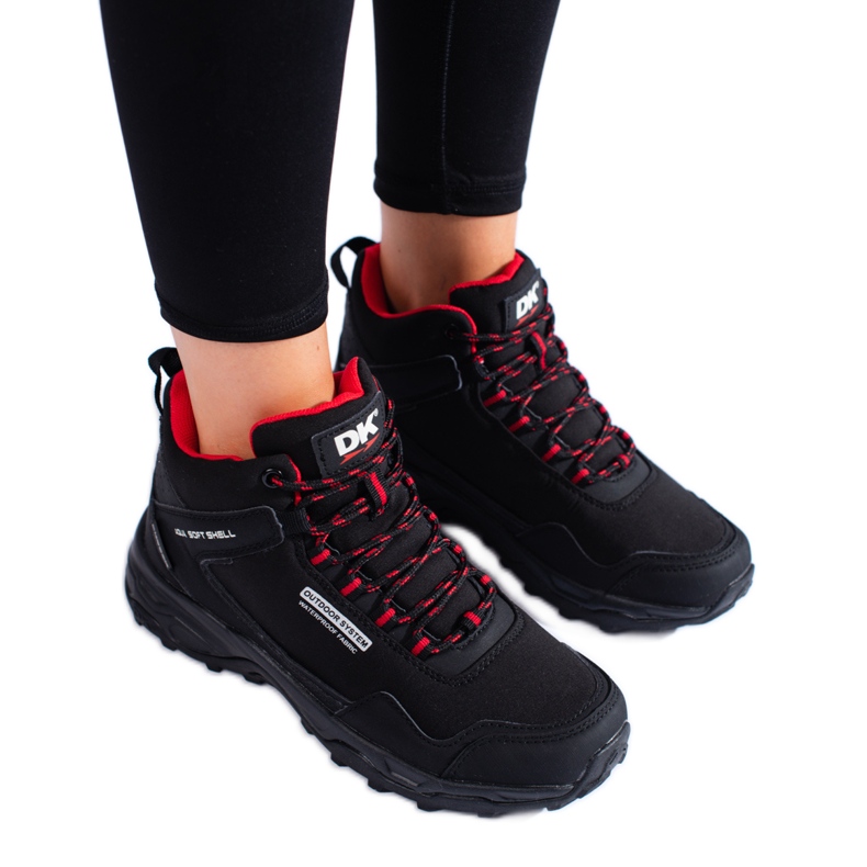 Zapatillas altas de trekking de mujer DK negro y rojo