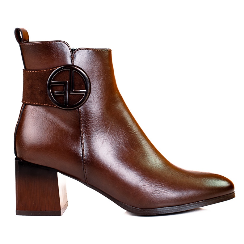 W. Potocki Botas clásicas de mujer en un poste bajo de Potocki. marrón