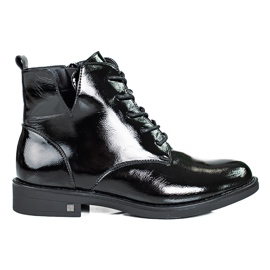 W. Potocki Botas Potocki de mujer negras con cordones fabricadas en charol negro W. Potocki Botas Potocki de mujer negras con cordones fabricadas en charol negro