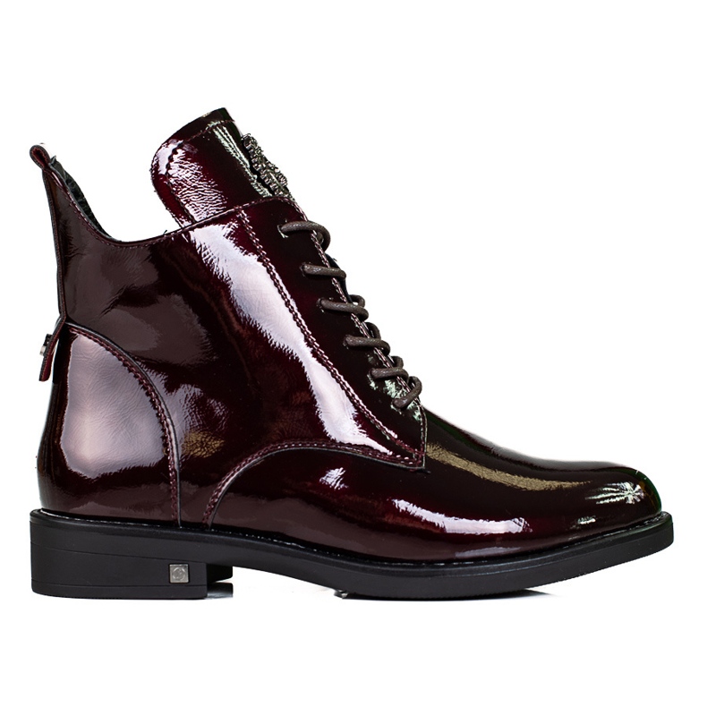 W. Potocki Botas de mujer Potocki elegantes lacadas con cordones burdeos rojo W. Potocki Botas de mujer Potocki elegantes lacadas con cordones burdeos rojo