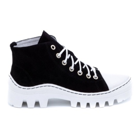 Polbut Botines mujer piel D1 negro perla blanco Polbut Botines mujer piel D1 negro perla blanco