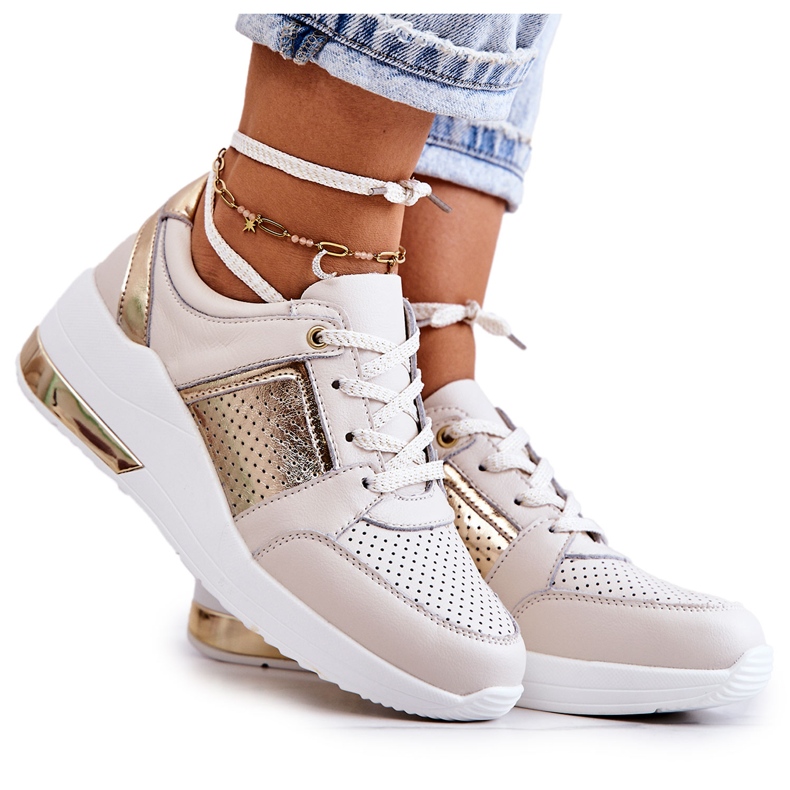 S.Barski Deportivas Mujer Piel Con Cuña Beige Larson