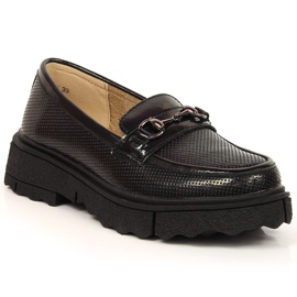 Mocasines mujer perforados lacados en negro Filippo