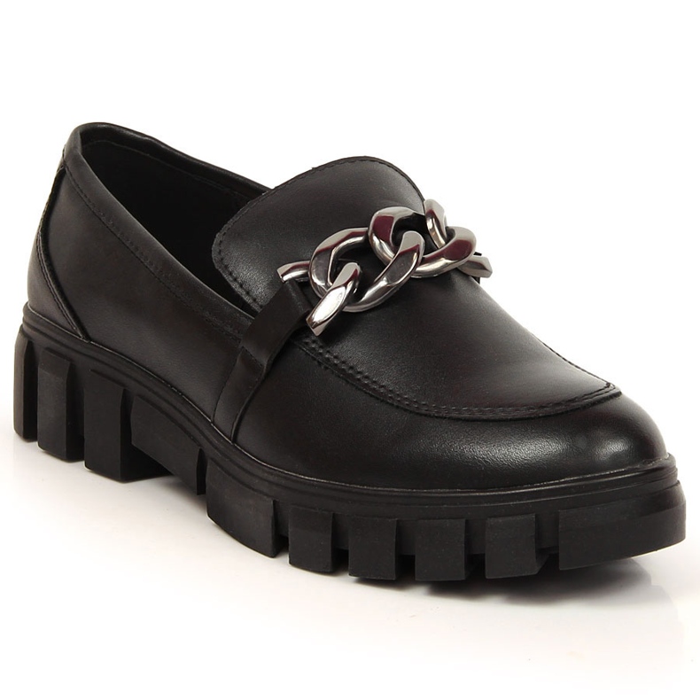 Mocasines de mujer en una plataforma con una cadena negro Sergio Leone Mocasines de mujer en una plataforma con una cadena negro Sergio Leone