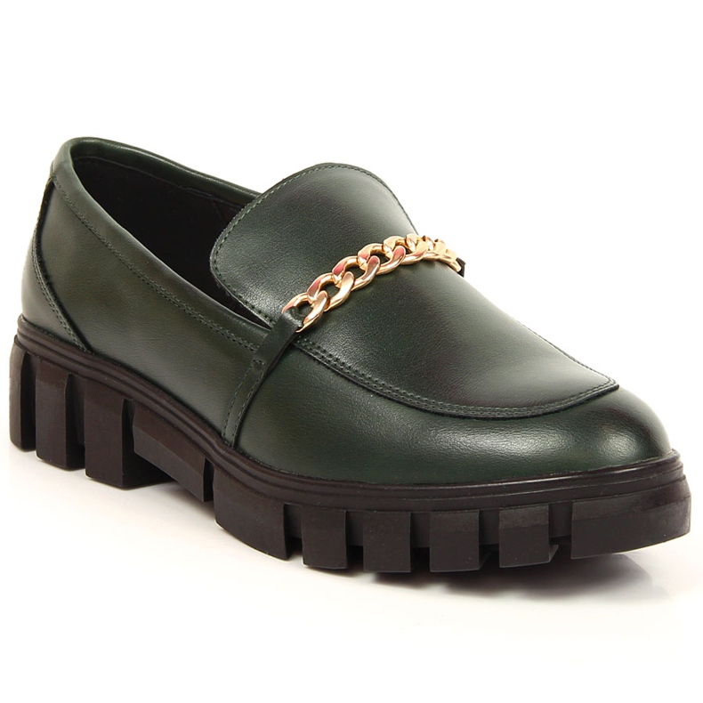 Mocasín de mujer plataforma con cadena verde Sergio Leone