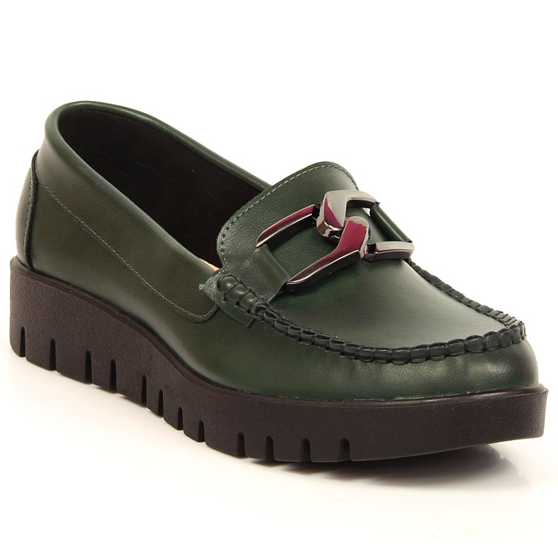 Mocasines mujer plataforma con adorno verde Sergio Leone