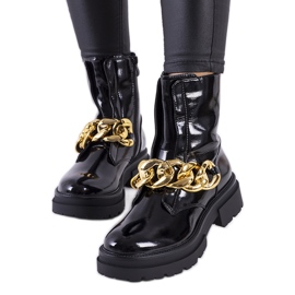 BM Botas negras hoja dorada negro