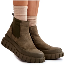 FB2 Botas sin cordones de moda en la plataforma verde Jenna marrón FB2 Botas sin cordones de moda en la plataforma verde Jenna marrón