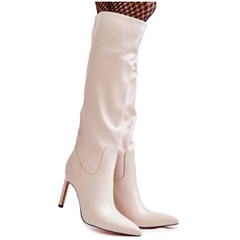 FB2 Botas Tacón Piel Beige Rissa