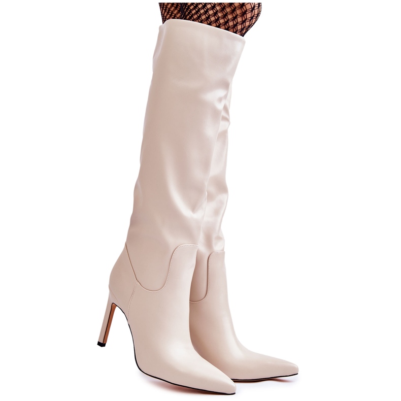FB2 Botas Tacón Piel Beige Rissa