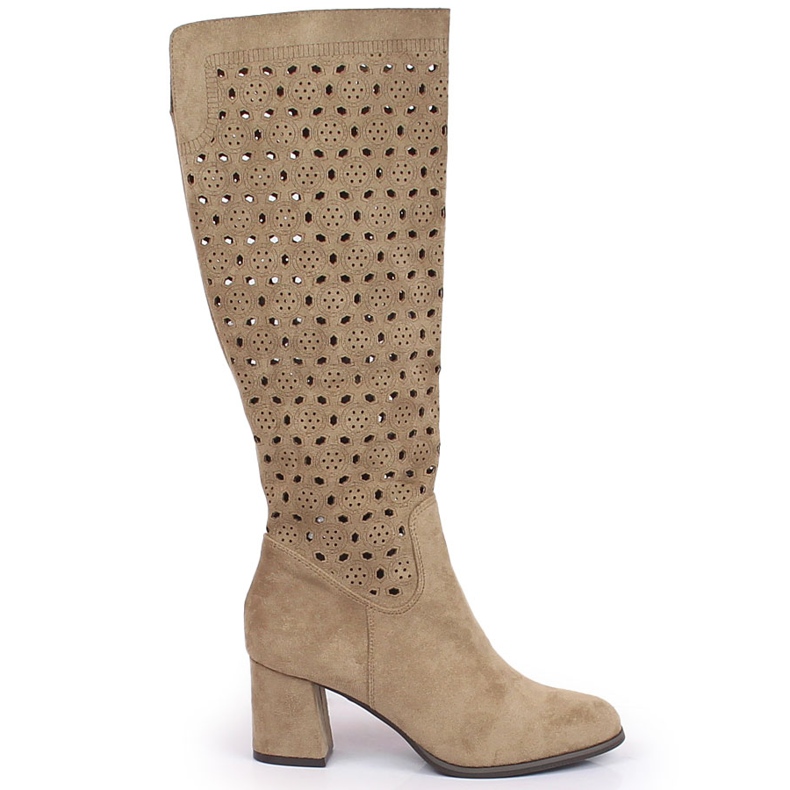 POTOCKI Botas de mujer, caladas, gamuza marrón Daszyński beige