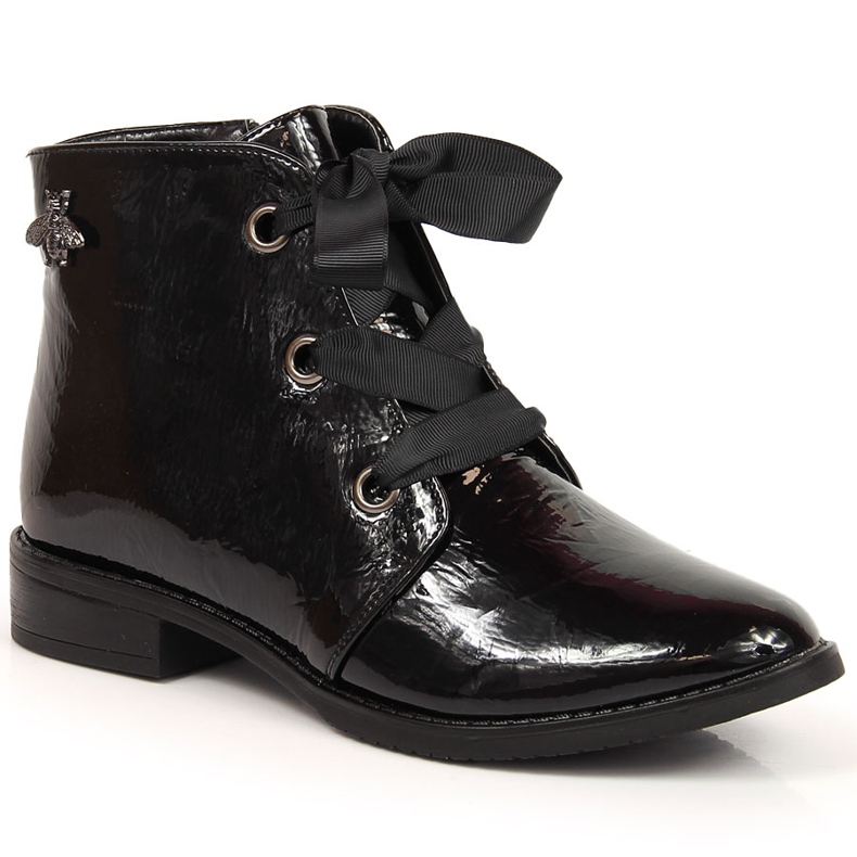 M. DASZYŃSKI Botas de mujer con aislamiento negro charol negro Daszyński SAN5A