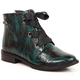 M. DASZYŃSKI Botas lacadas para mujer insuladas croco verde Daszyński SAN5B M. DASZYŃSKI Botas lacadas para mujer insuladas croco verde Daszyński SAN5B