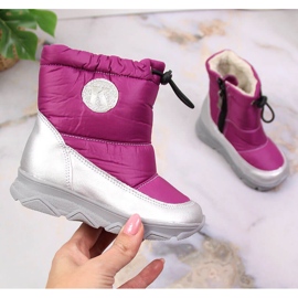 Botas de nieve insuladas niña fucsia plata Kornecki 6896 rosado