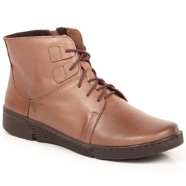 Botas cómodas de cuero marrón para mujer con aislamiento marrón Łukbut LUK1816B