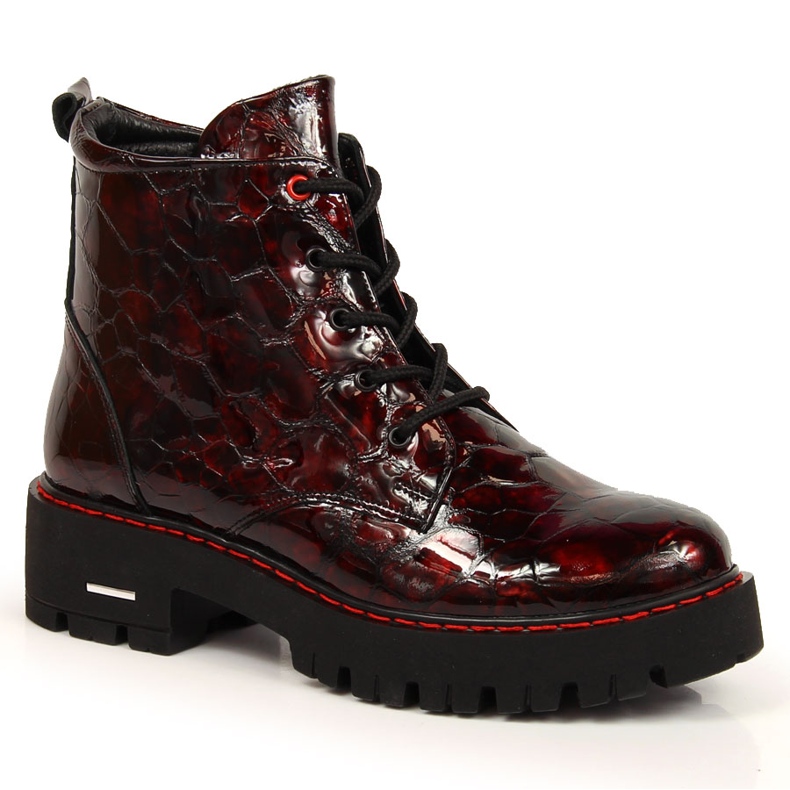 Botines de charol para mujer burdeos Artiker HBH35