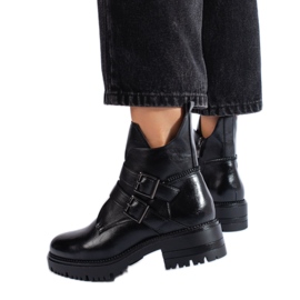 W. Potocki Botas de mujer negras con hebillas Potocki negro
