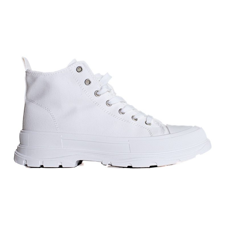 Zapatillas altas blancas con cordones para mujer en la plataforma Shelovet blanco