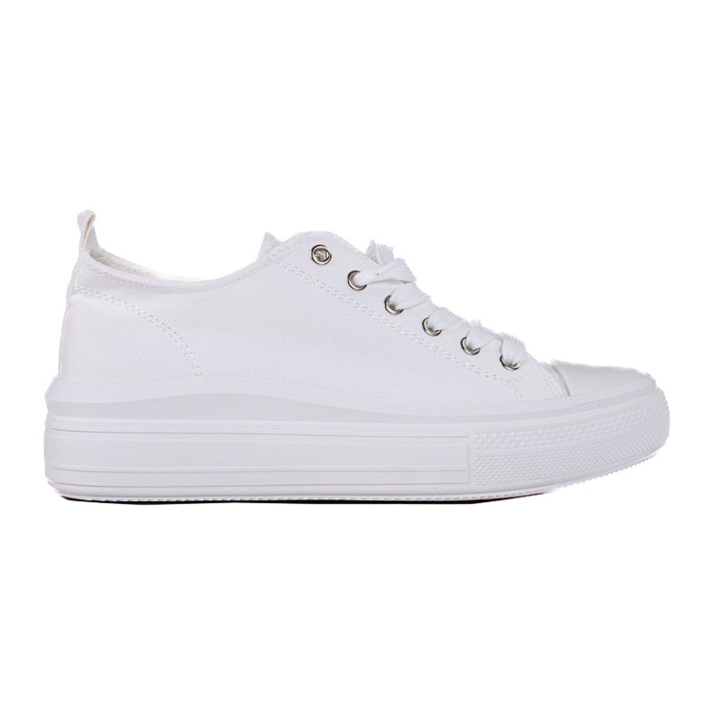 Zapatillas blancas con cordones para mujer en la plataforma Shelovet. blanco
