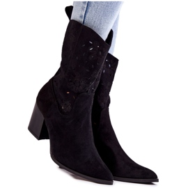 Botas De Mujer De Ante Con Botas Vaqueras Ariane Negras negro
