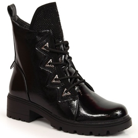 S.Barski Botas de charol negro con lentejuelas de S. Bararski