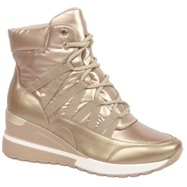 Botas de mujer, zapatillas de deporte en cuña de oro Potocki. dorado Botas de mujer, zapatillas de deporte en cuña de oro Potocki. dorado