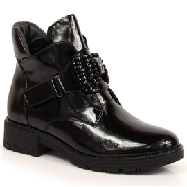 Botas de mujer con lazo Potocki lacado negro