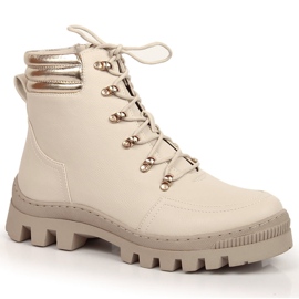 Botas de montaña para mujer, trabajadores de plataforma beige, Potocki
