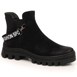 Botines Chelsea de mujer en ante con plataforma Potocki negra negro