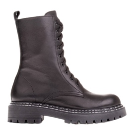 Marco Shoes Botas con cordones y dobladillo en la parte inferior negro