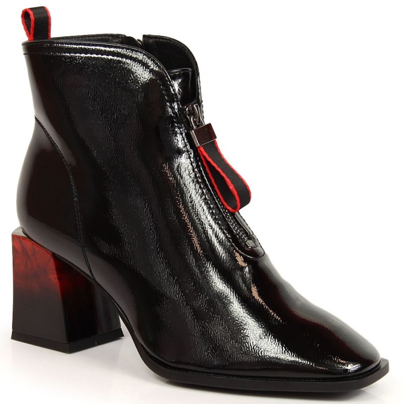 S.Barski Botas lacadas cálidas con tacón decorativo S. Bararski W OLI183 negro