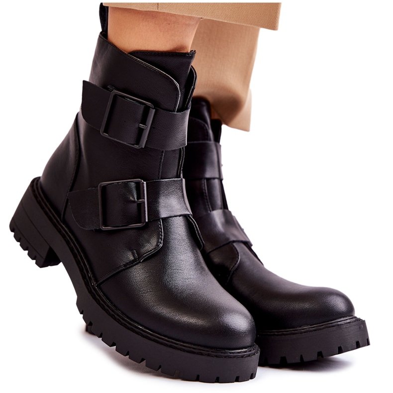 Botas De Mujer De Piel Con Cremallera Negro Gritta