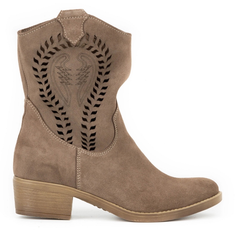 Olivier Botas mujer Angela marrones caladas tacones beige