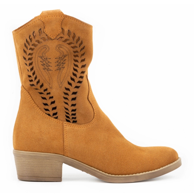 Olivier Botines mujer Angela calados tacón rojo naranja