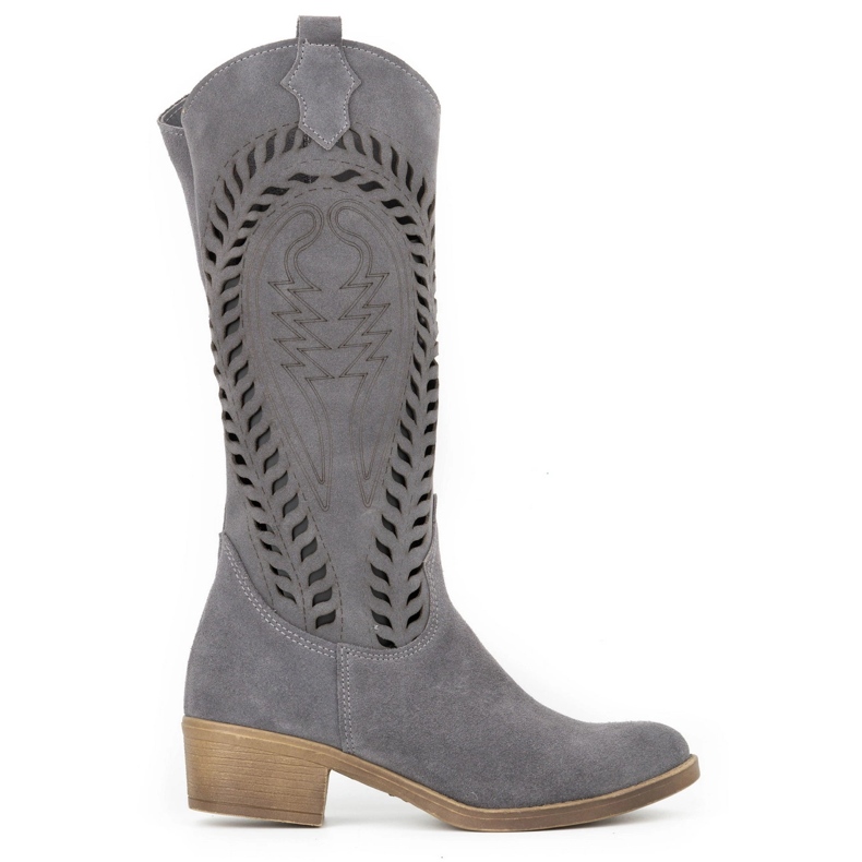 Olivier Botines mujer piel calada Carla gris