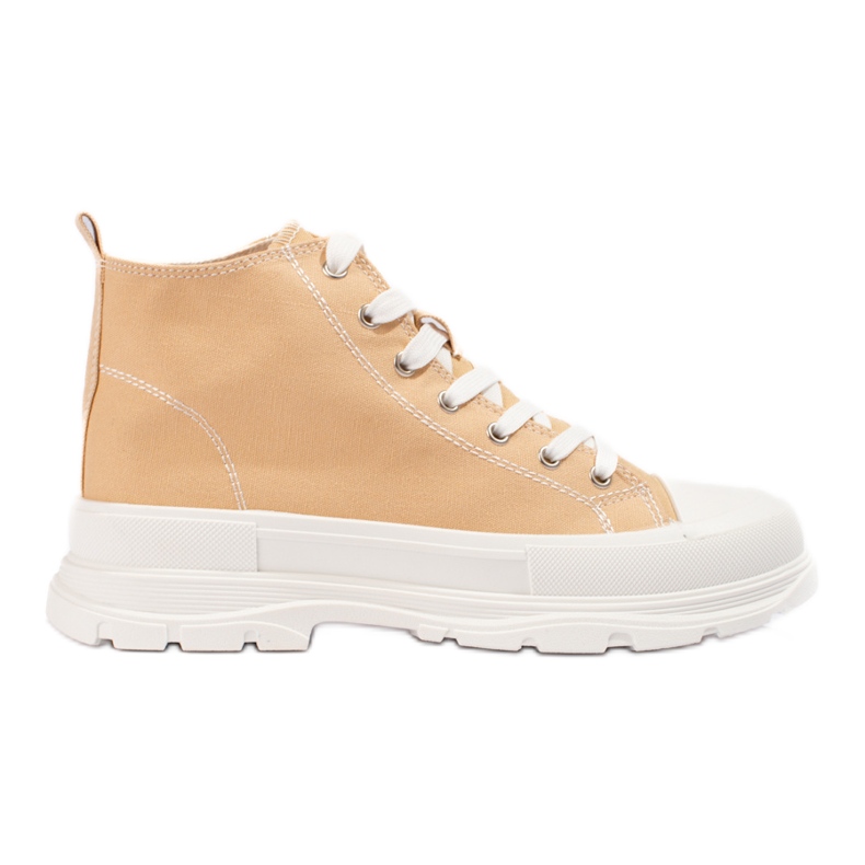 Zapatillas altas beige con cordones para mujer en la plataforma Shelovet multicolor