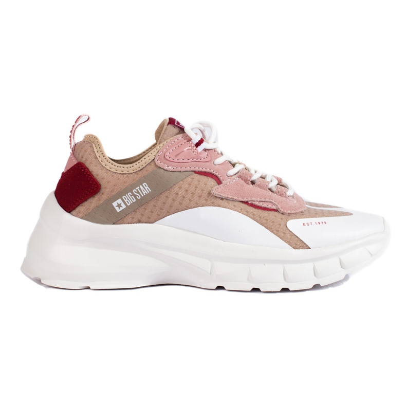 Zapatillas de mujer Big Star KK274055 beige blanco rosado