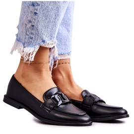 FB2 Mocasines De Mujer De Piel Con Adorno Kerrie Negro FB2 Mocasines De Mujer De Piel Con Adorno Kerrie Negro