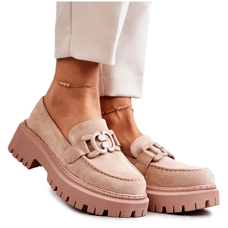 FB2 Zapatos brogue de mujer con adorno Beige Leeza