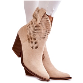 FB1 Botas Mujer Ante Calado Vaquero Beige Eleonore