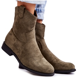S.Barski Botas Mujer Ante Tacón Plano Verde Fiorenz caqui
