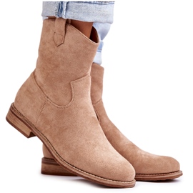 S.Barski Botas Mujer Ante Tacón Plano Beige Fiorenz