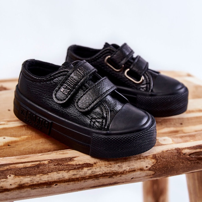 Deportivas Infantiles De Piel Con Velcro Big Star KK374054 Negro