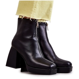 Botas De Mujer De Tacón Grueso Con Cremallera Negro Carrera